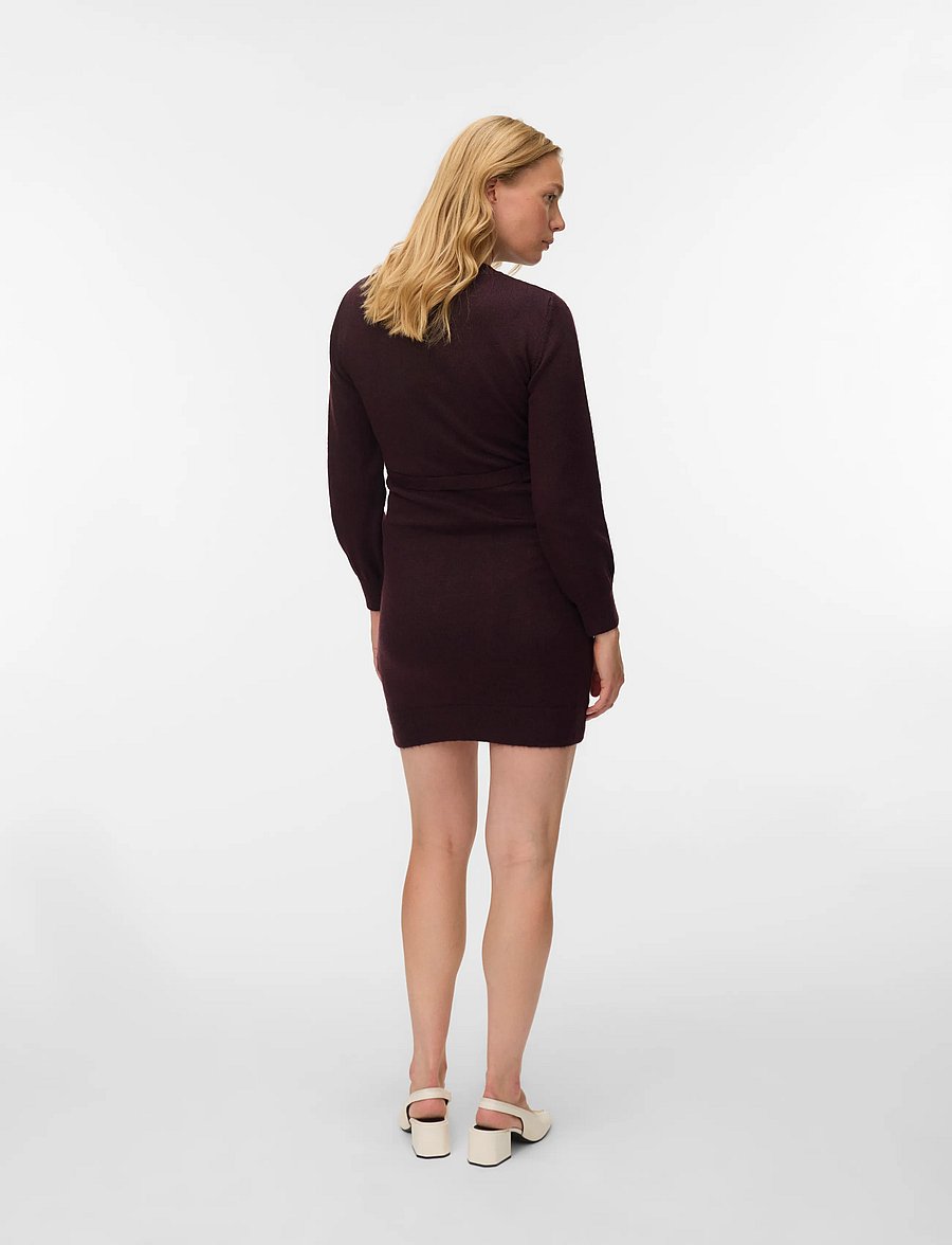 Mamalicious - MLNEWANNE L/S ABK KNIT DRESS A. NOOS - kootud kleidid - winetasting - 2