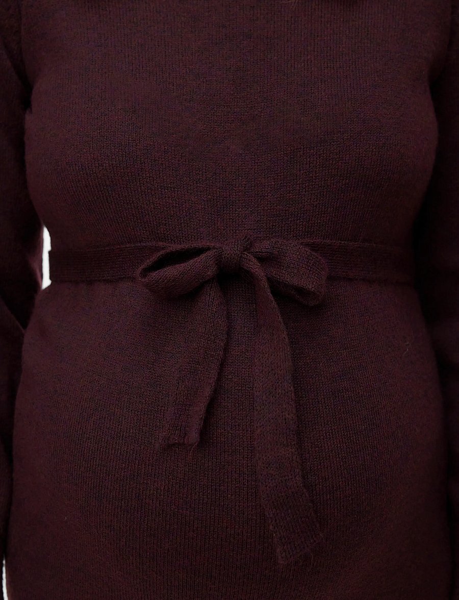 Mamalicious - MLNEWANNE L/S ABK KNIT DRESS A. NOOS - kootud kleidid - winetasting - 4