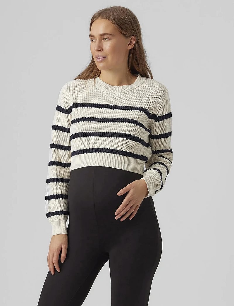 Mamalicious - MLPIXIE L/S CROPPED KNIT TOP A. - trøjer - whitecap gray - 0