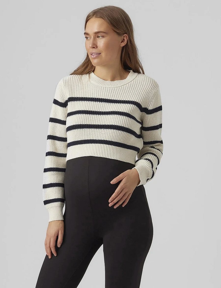 Mamalicious - MLPIXIE L/S CROPPED KNIT TOP A. - gensere - whitecap gray - 0