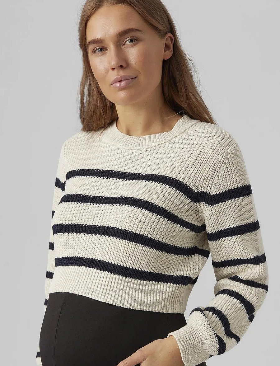 Mamalicious - MLPIXIE L/S CROPPED KNIT TOP A. - gensere - whitecap gray - 3