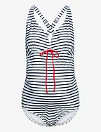 MLNEWJOSE STRIPE SWIMSUIT RECYCLED A. - SNOW WHITE