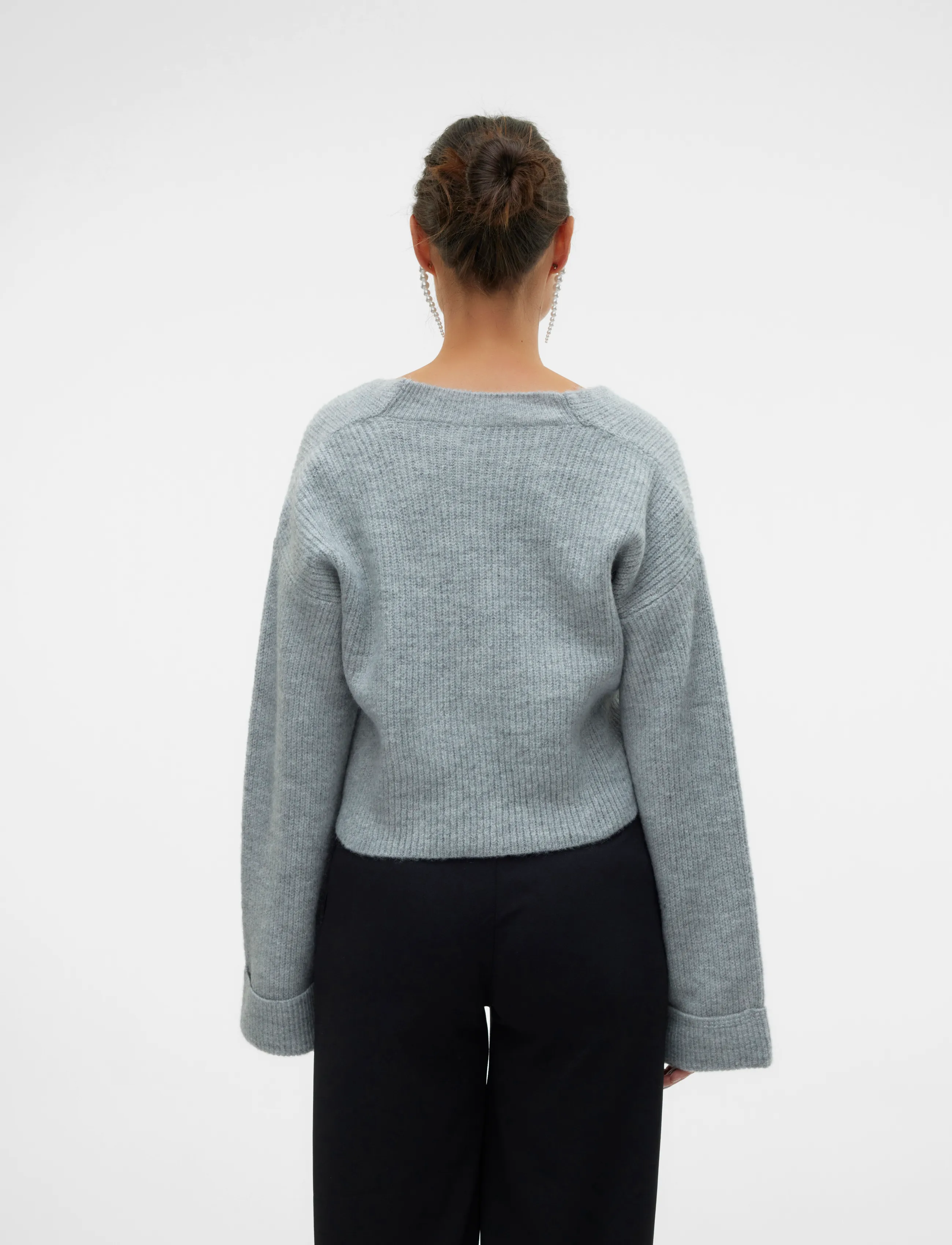 Mamalicious - MLSVALA L/S CROP KNIT TOP NOOS - light grey melange - 2