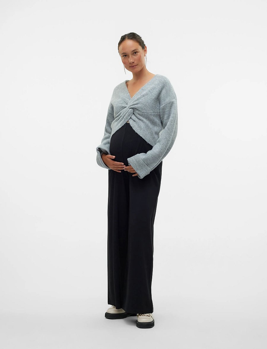 Mamalicious - MLSVALA L/S CROP KNIT TOP NOOS - light grey melange - 3
