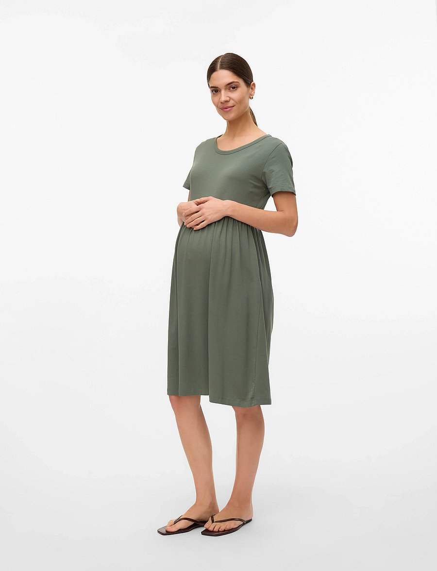Mamalicious - MLMIA SS JRS ABK SKATER DRESS NOOS - t-shirtklänningar - agave green - 0