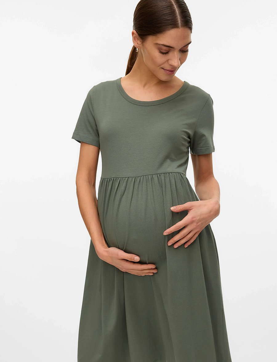 Mamalicious - MLMIA SS JRS ABK SKATER DRESS NOOS - t-shirtklänningar - agave green - 3