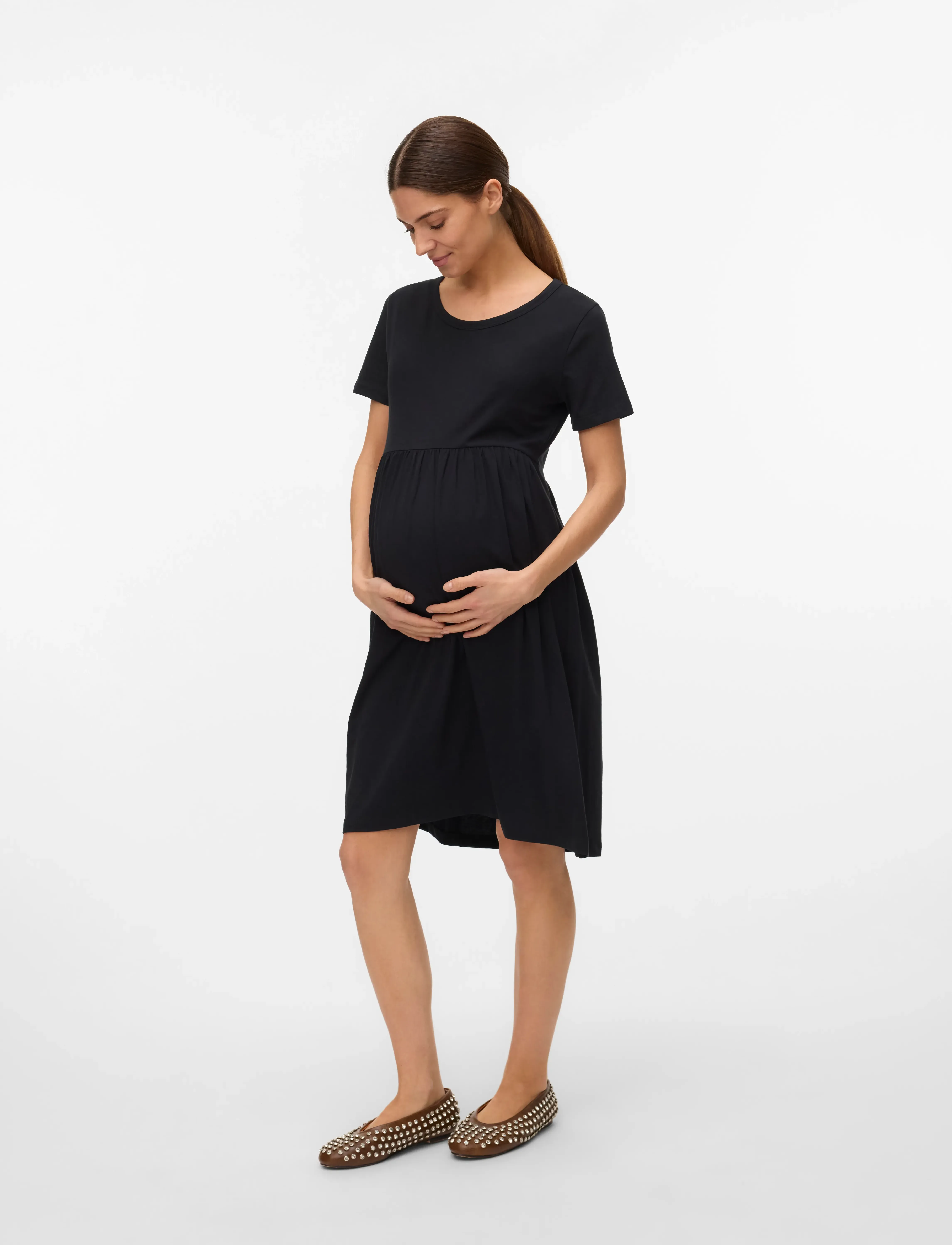 Mamalicious Mlmia Ss Jrs Abk Skater Dress Noos, S, Dresses, Schwarz - Knee-length & Midi, Frauen