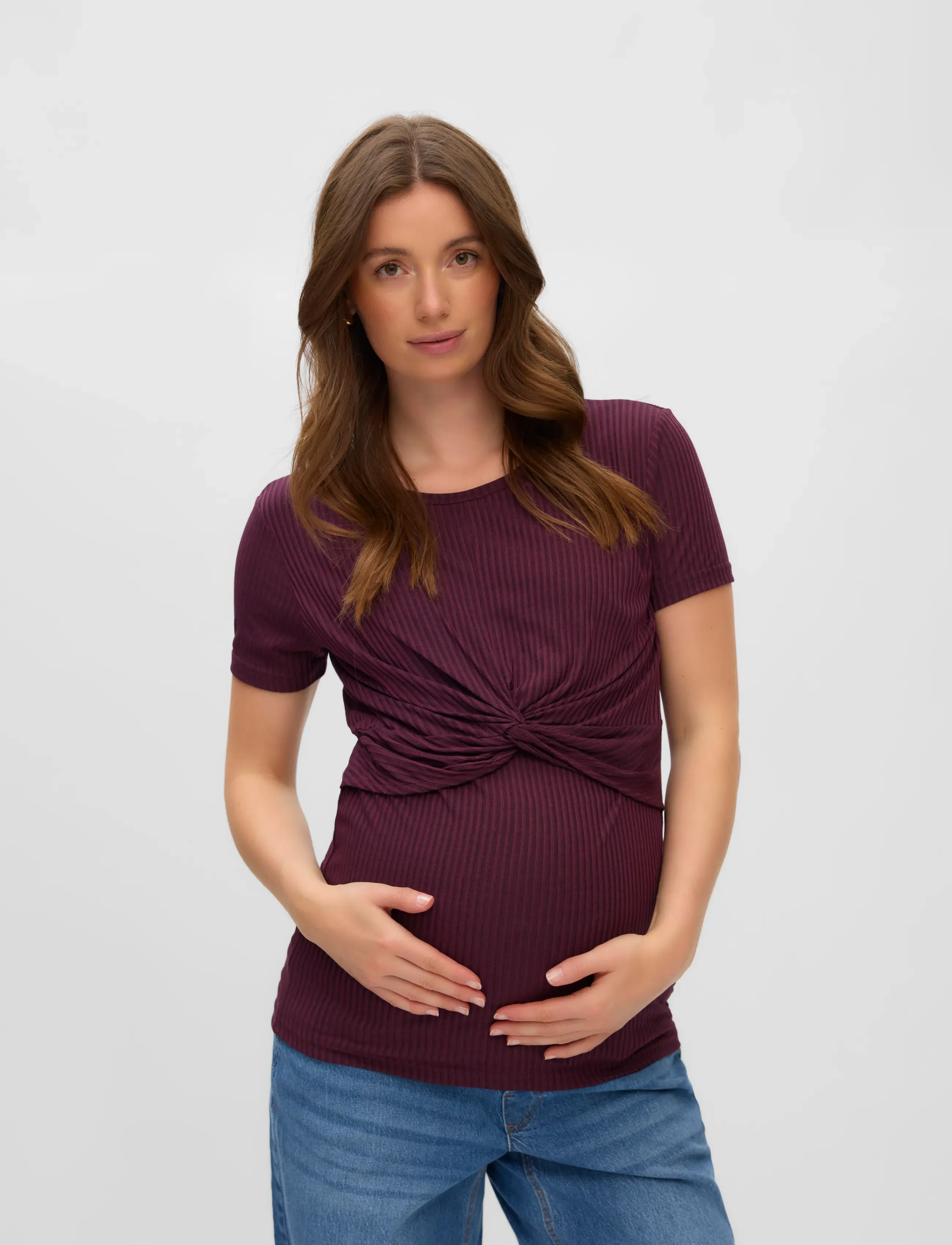 Mamalicious MLANLI JUNE SS JRS TOP 2F - T-shirts - WINETASTING / burgundy