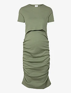 MLEMILY JUNE SS JRS SHORT DRESS 2F A - midi dresses - hedge green, Mamalicious