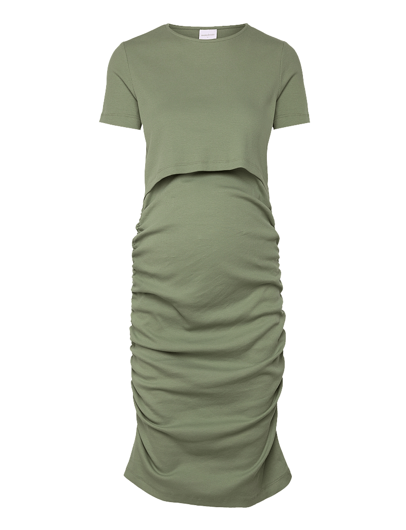 Mamalicious - MLEMILY JUNE SS JRS SHORT DRESS 2F - midiklänningar - hedge green - 0