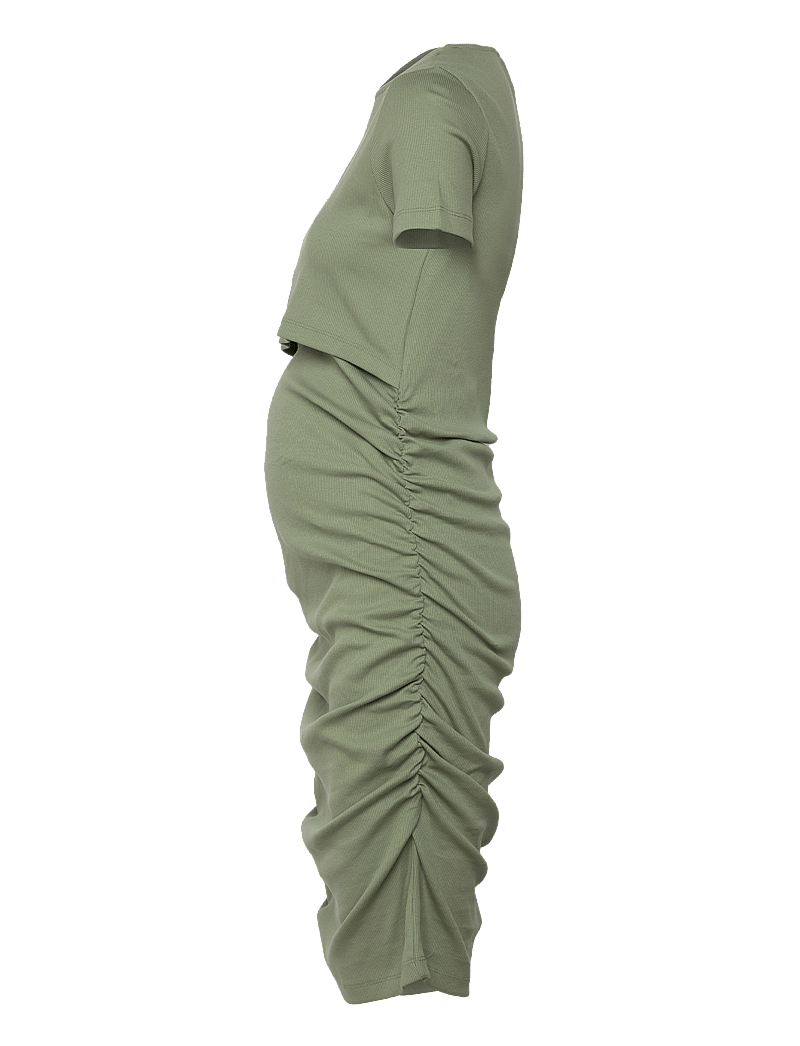 Mamalicious - MLEMILY JUNE SS JRS SHORT DRESS 2F - midiklänningar - hedge green - 2