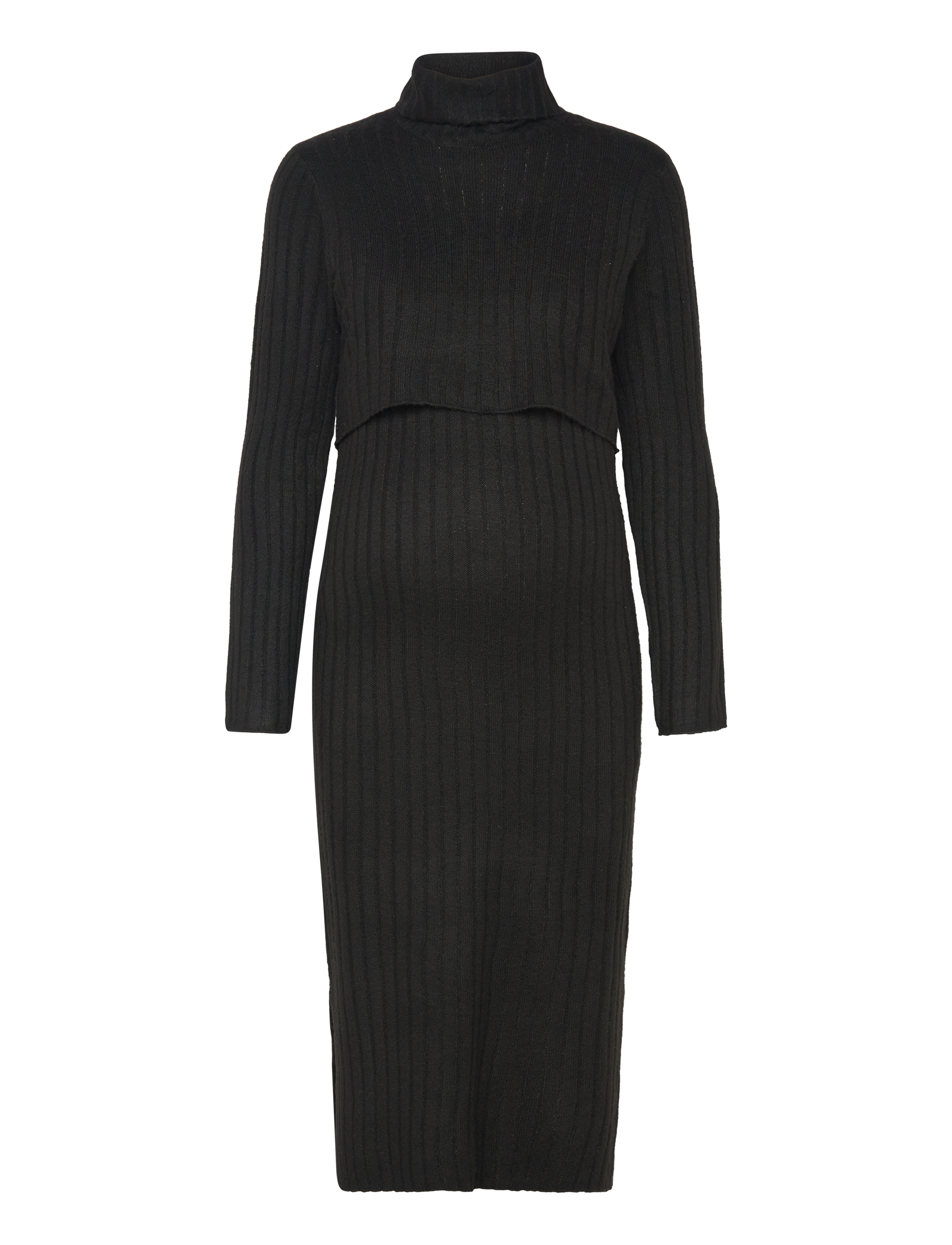 Mamalicious MLSUNIVA JUNE LS KNIT MIDI DRESS 2F NOOS - Ventetøj - BLACK / black