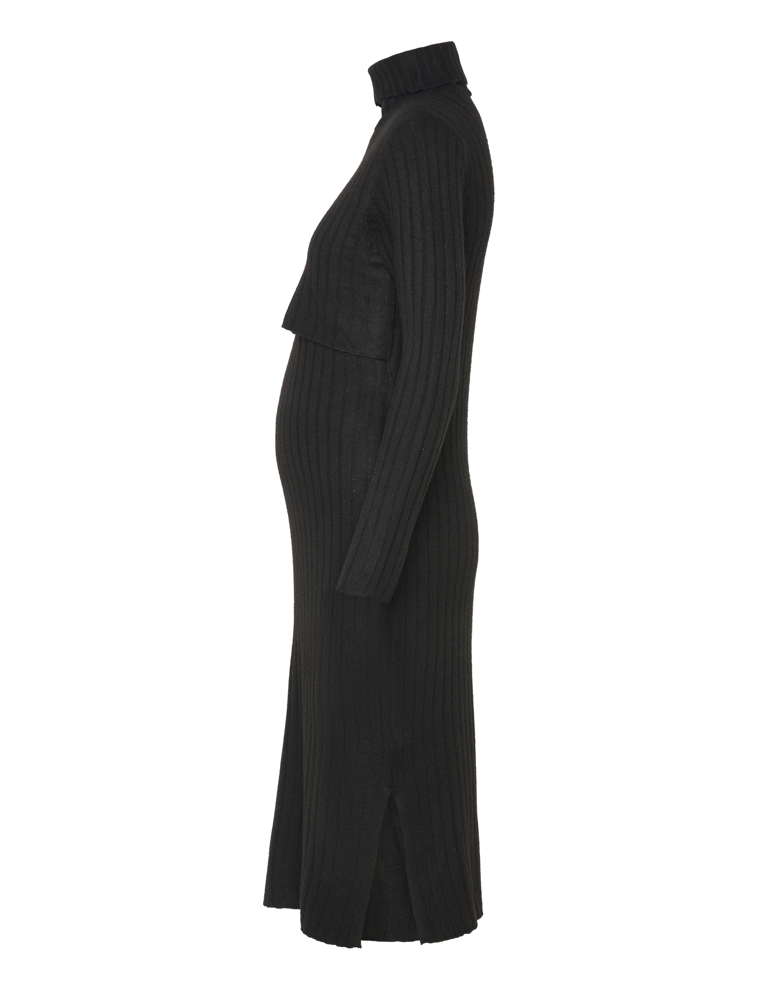 Mamalicious - MLSUNIVA JUNE LS KNIT MIDI DRESS 2F NOOS - laveste priser - black - 2