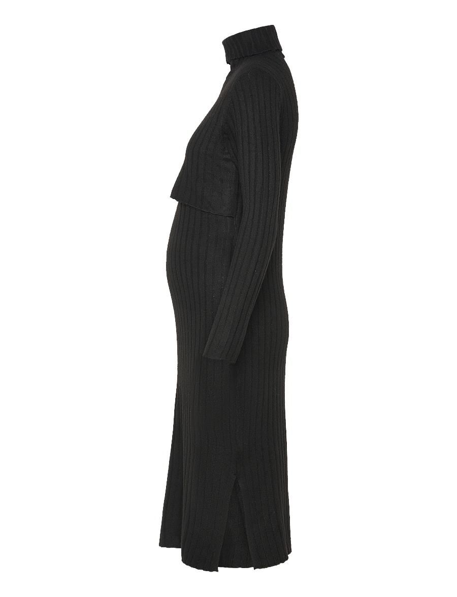 Mamalicious - MLSUNIVA JUNE LS KNIT MIDI DRESS 2F NOOS - midikleidid - black - 2