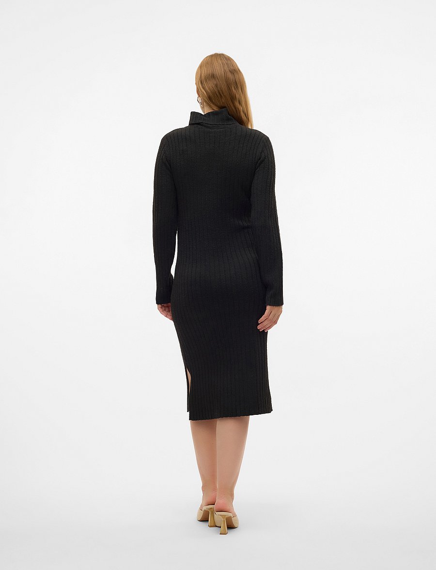 Mamalicious - MLSUNIVA JUNE LS KNIT MIDI DRESS 2F NOOS - midikleidid - black - 5