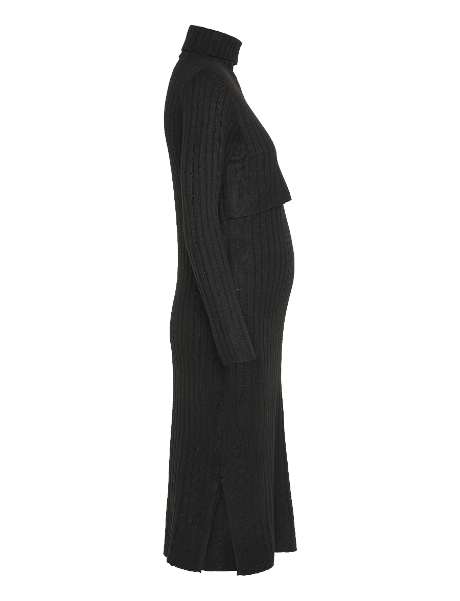 Mamalicious - MLSUNIVA JUNE LS KNIT MIDI DRESS 2F NOOS - midikleidid - black - 3