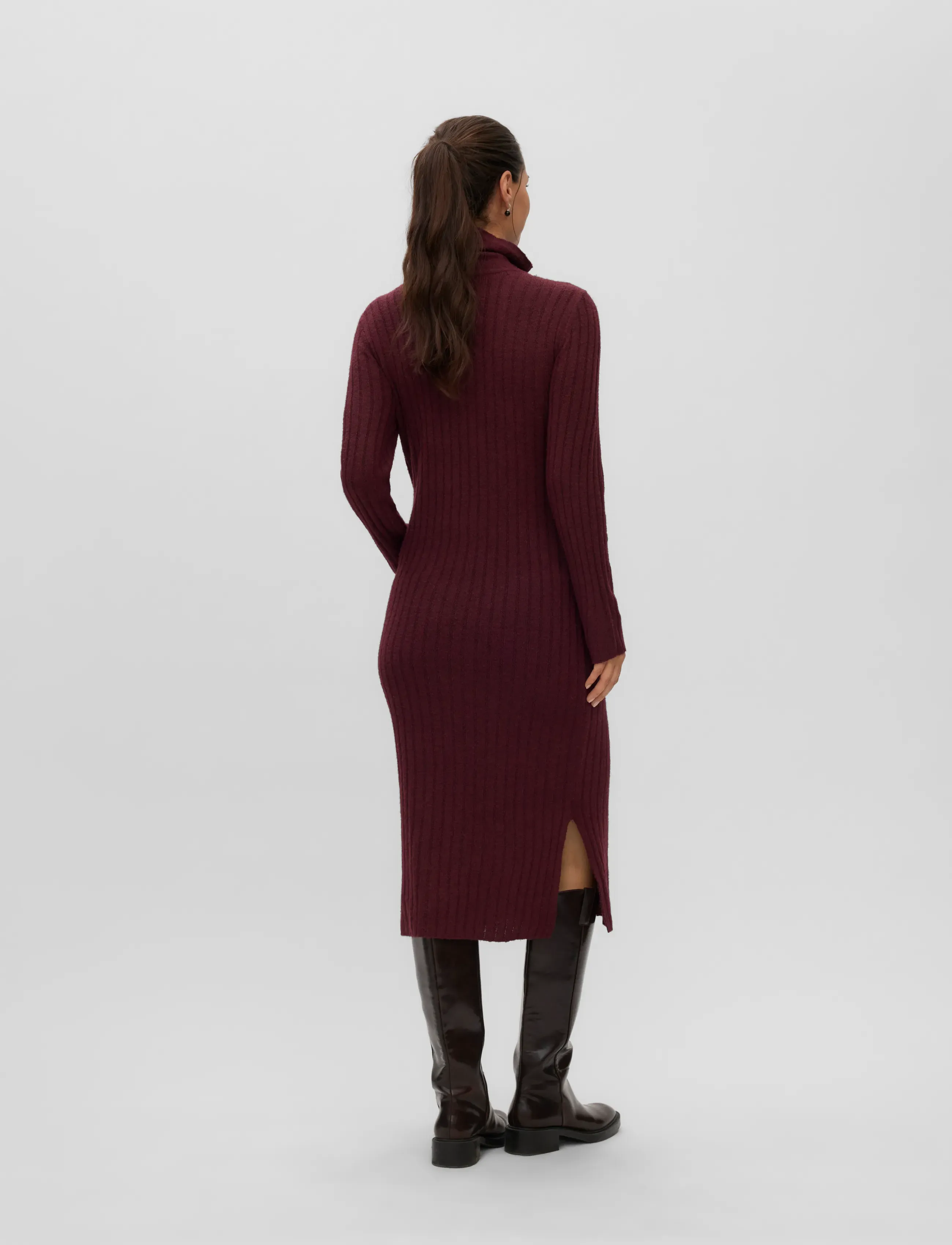 Mamalicious - MLSUNIVA JUNE LS KNIT MIDI DRESS 2F NOOS - midi dresses - windsor wine - 2