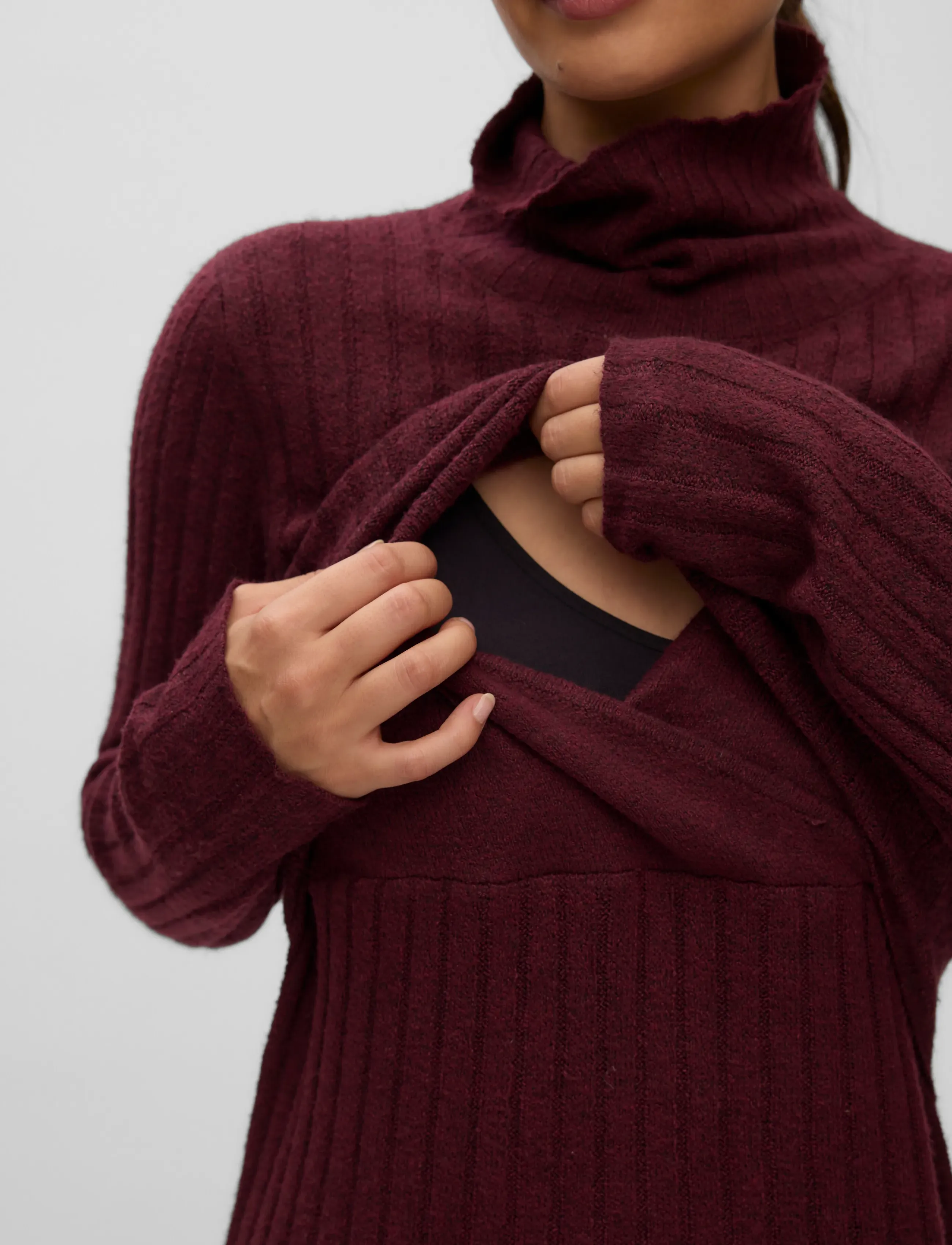 Mamalicious - MLSUNIVA JUNE LS KNIT MIDI DRESS 2F NOOS - midi dresses - windsor wine - 5