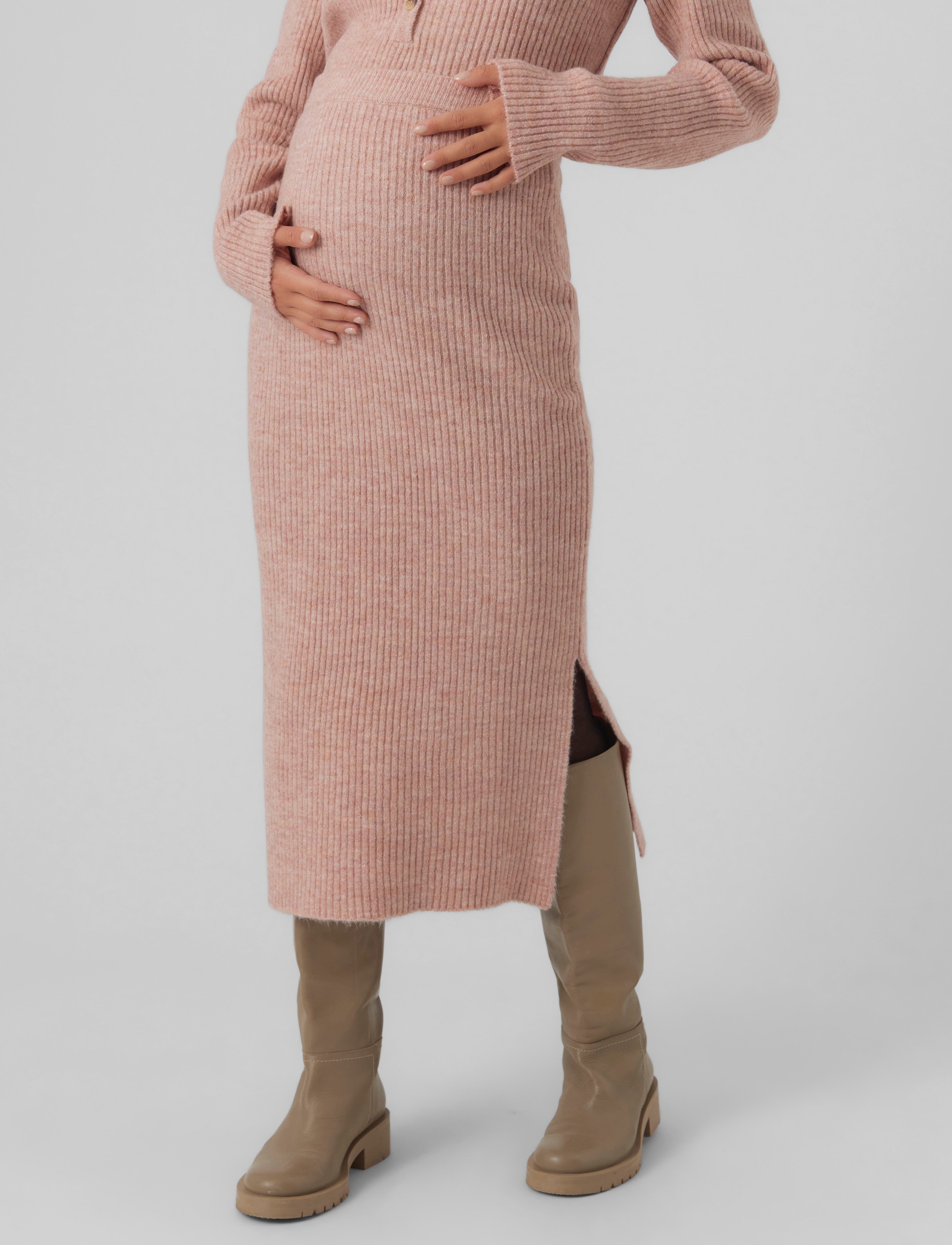 Mamalicious MLISLA KNIT MIDI SKIRT HW - Midiseelikud - WILD ROSE / pink/rose