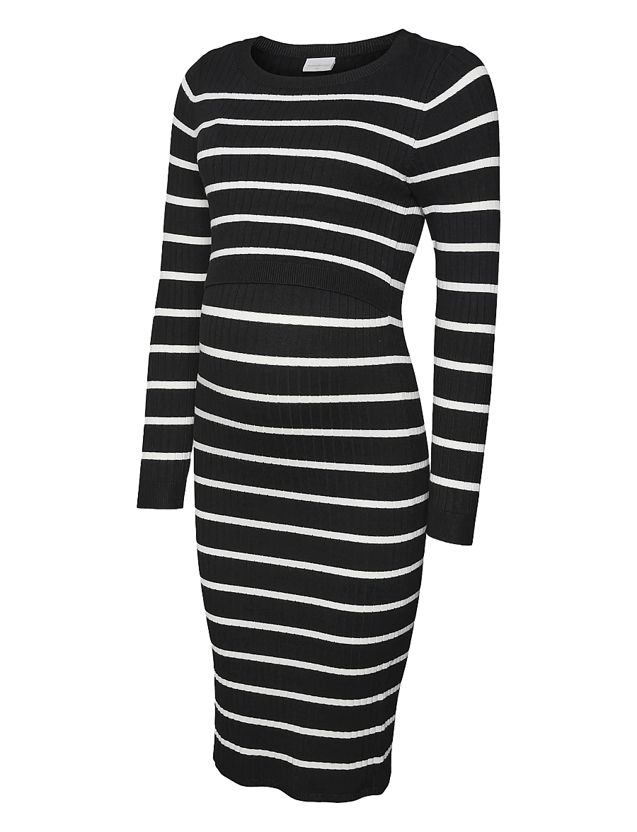 Mamalicious - MLNEWSIV JUNE LS UK KNIT DRESS 2F A NOOS - midikleider - black - 1
