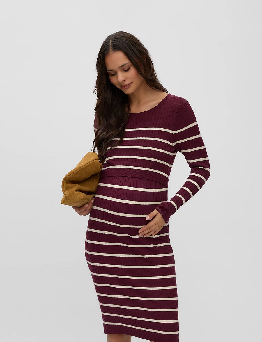 Mamalicious - MLNEWSIV JUNE LS UK KNIT DRESS 2F A NOOS - midikleidid - windsor wine - 0