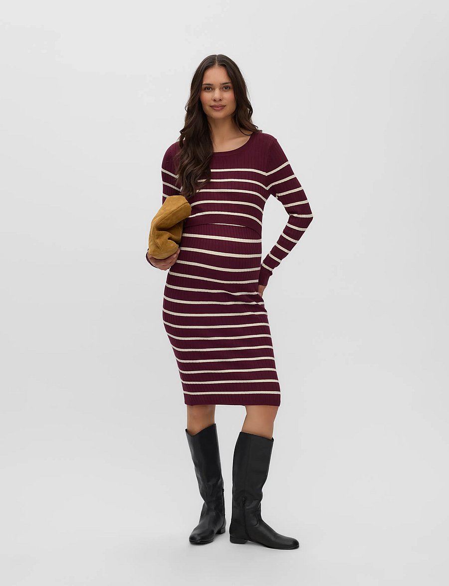 Mamalicious - MLNEWSIV JUNE LS UK KNIT DRESS 2F A NOOS - midikleidid - windsor wine - 3