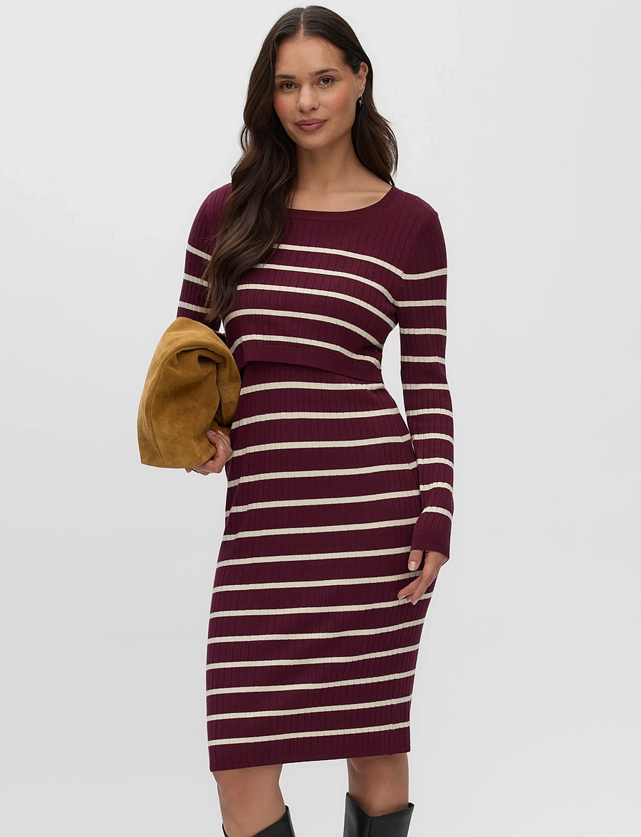 Mamalicious - MLNEWSIV JUNE LS UK KNIT DRESS 2F A NOOS - midikleidid - windsor wine - 4