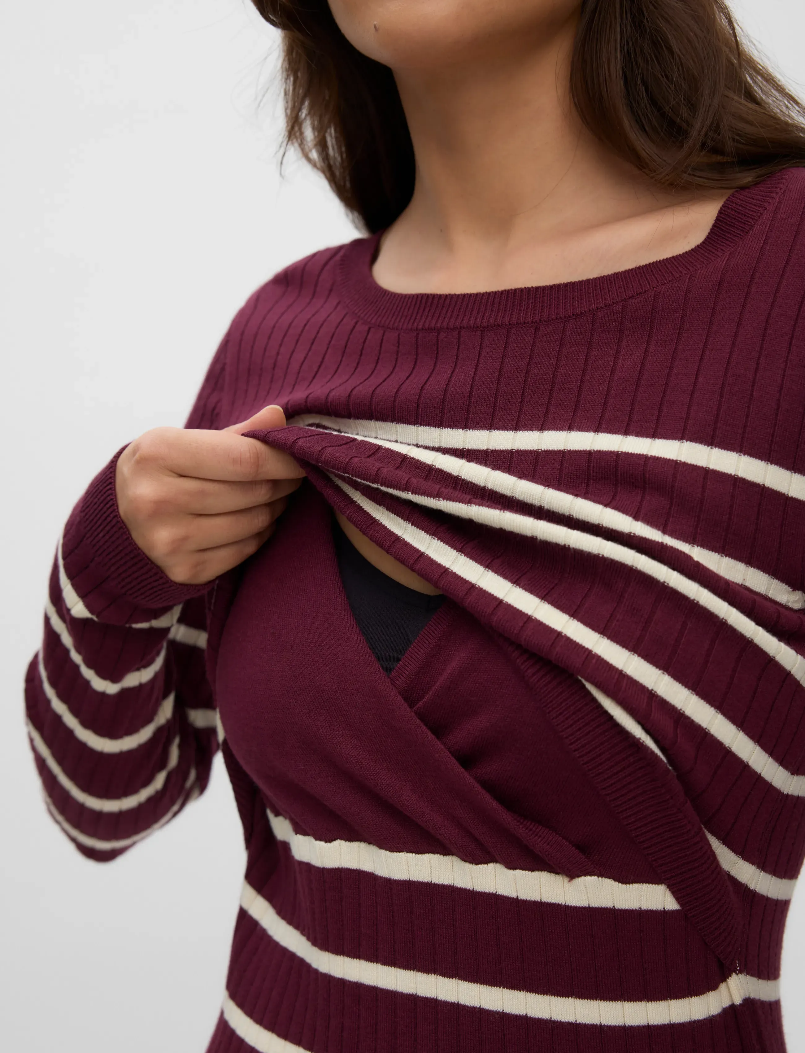 Mamalicious - MLNEWSIV JUNE LS UK KNIT DRESS 2F A NOOS - midi dresses - windsor wine - 5