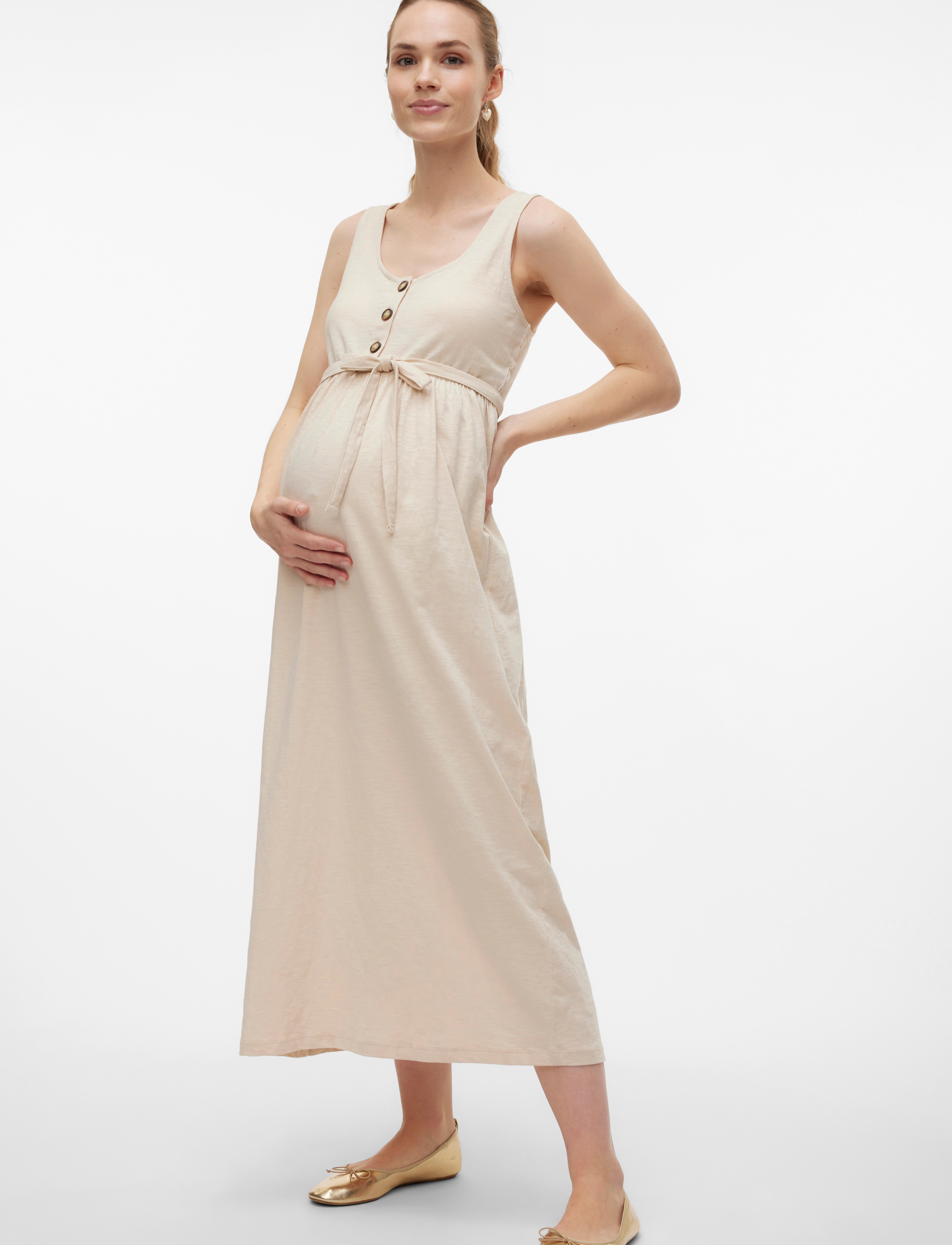 Mamalicious MLIVY LIA SL JRS ANKLE DRESS 2F NOOS - Kleider - FRENCH OAK / cream