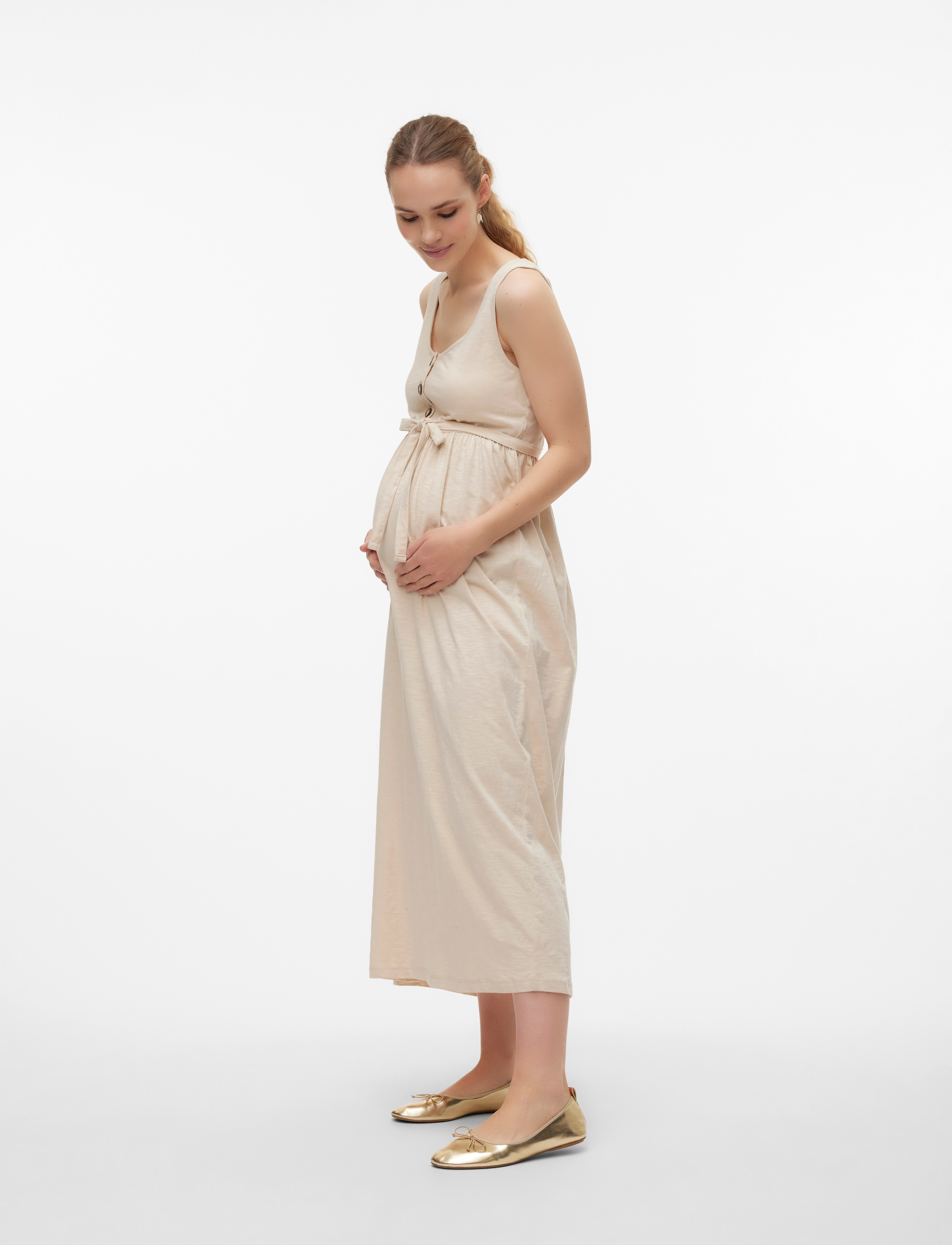 Mamalicious - MLIVY LIA SL JRS ANKLE DRESS 2F NOOS - midi kjólar - french oak - 3