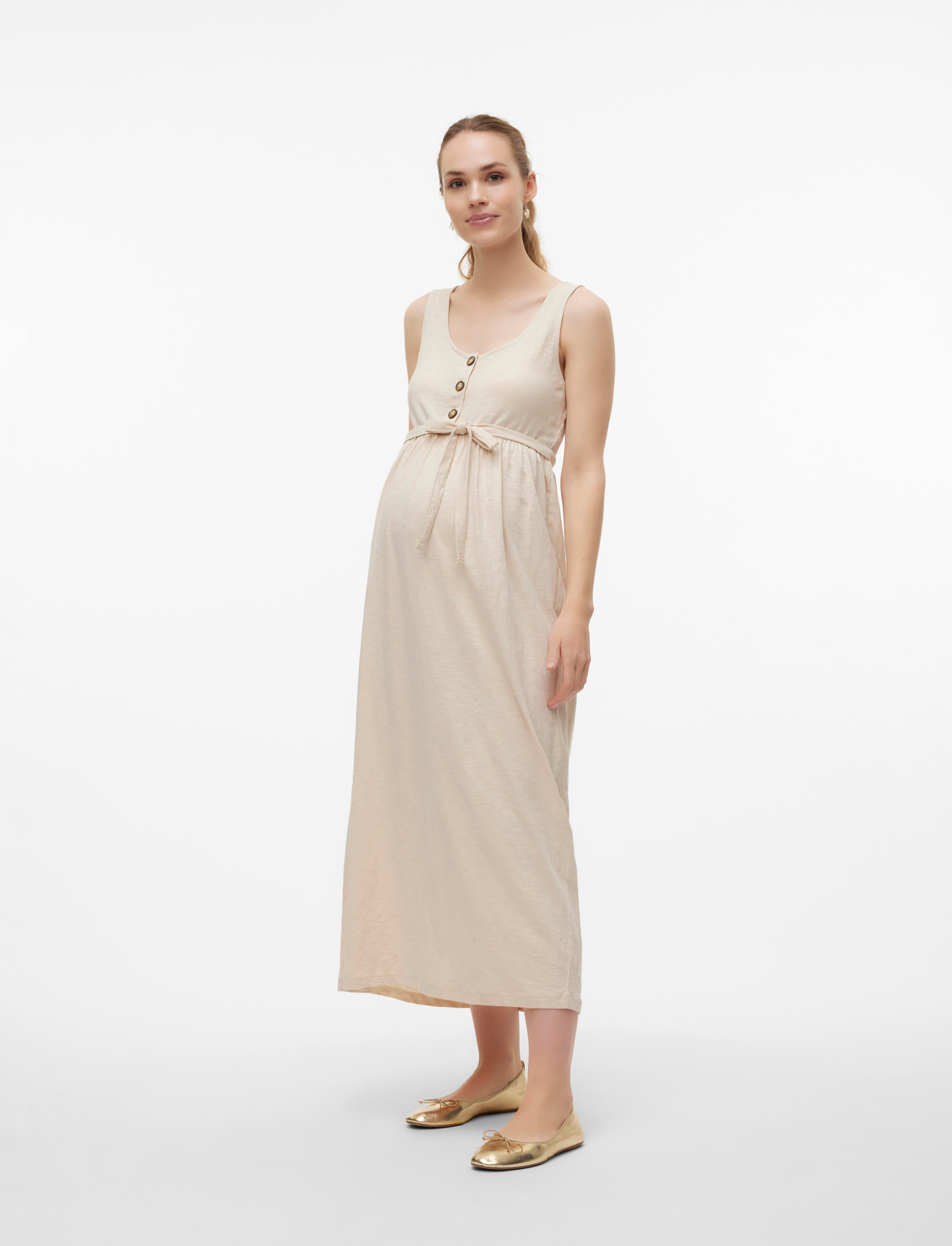 Mamalicious - MLIVY LIA SL JRS ANKLE DRESS 2F NOOS - midi kjólar - french oak - 5
