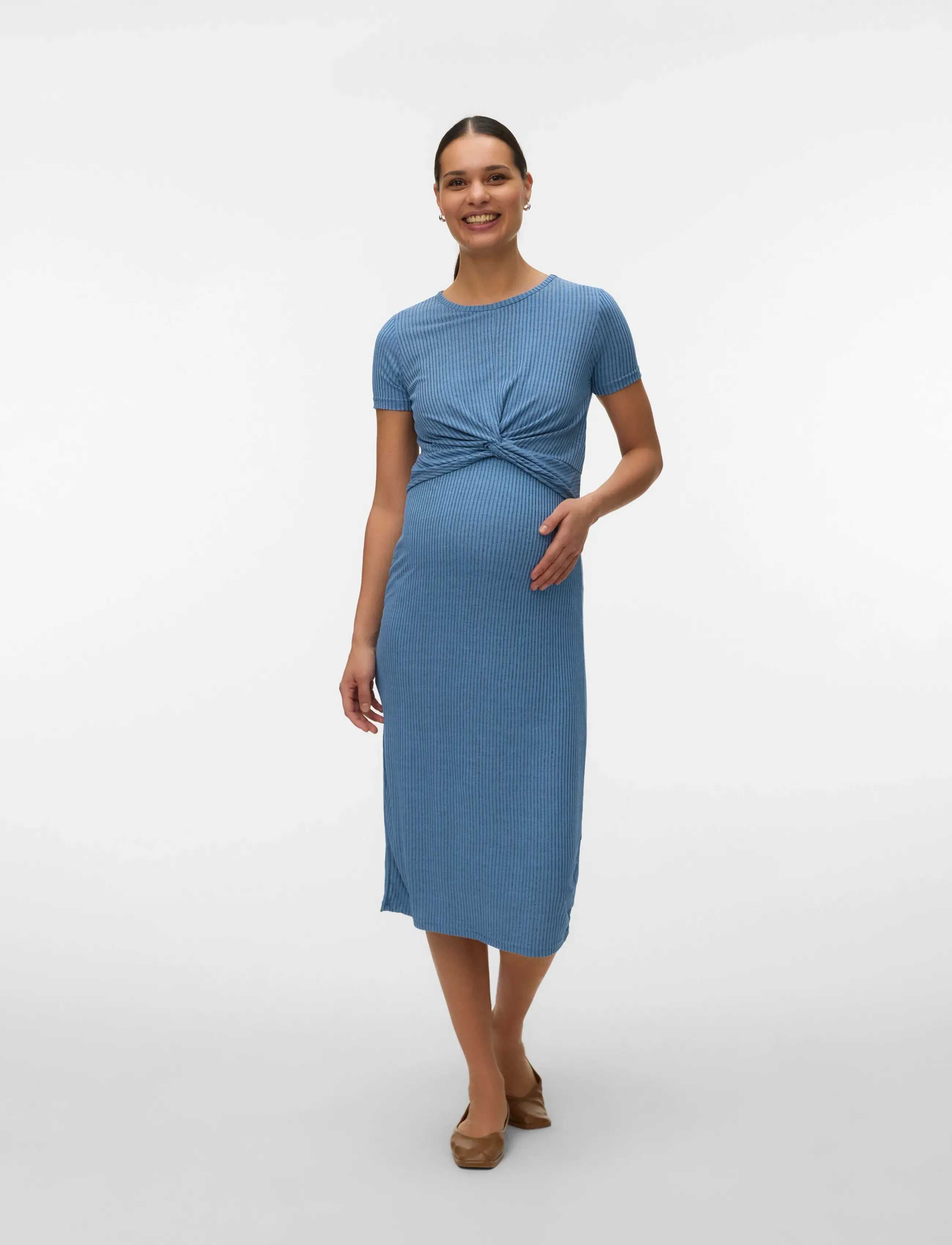 Mamalicious - MLANLI JUNE SS JRS MIDI DRESS 2F - midi kjoler - brunnera blue - 5