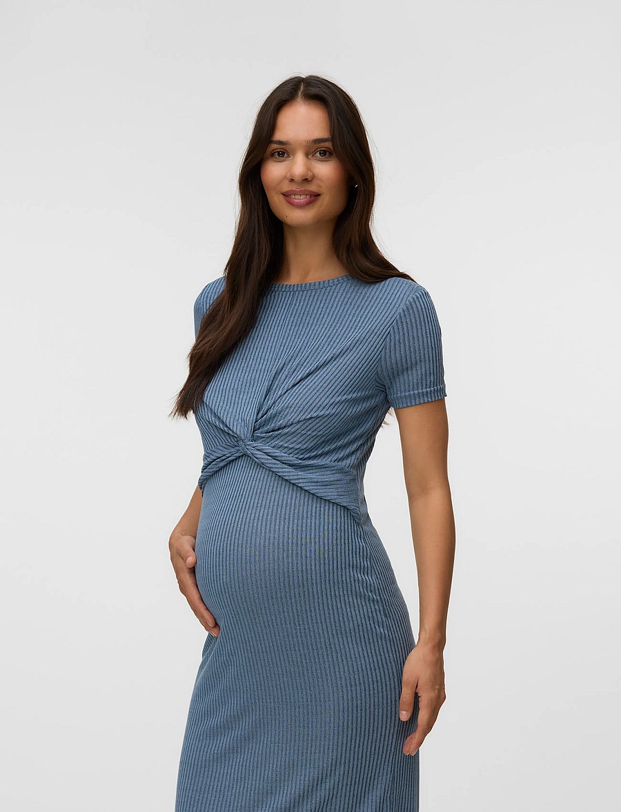 Mamalicious - MLANLI JUNE SS JRS MIDI DRESS 2F - midiklänningar - stonewash - 0