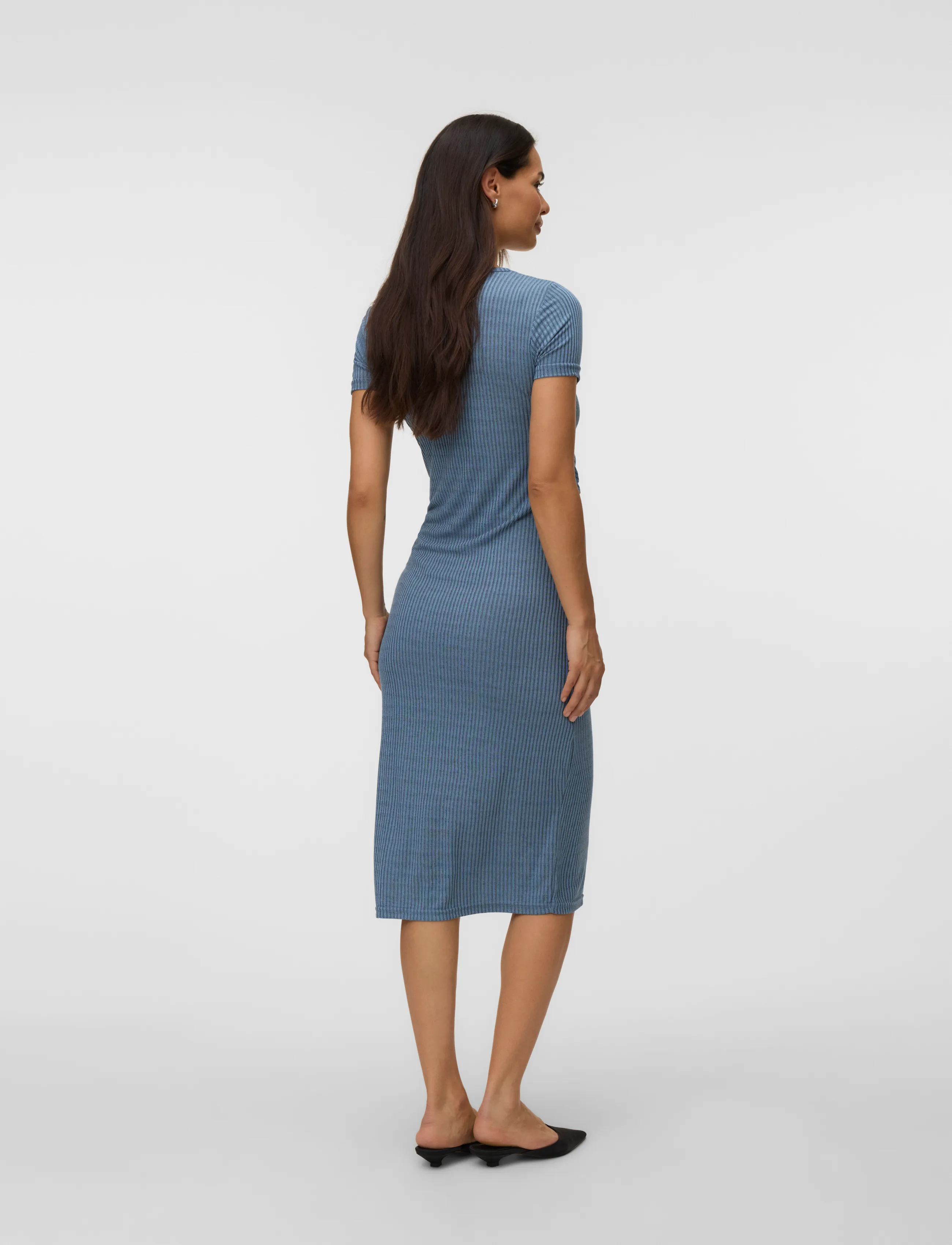 Mamalicious - MLANLI JUNE SS JRS MIDI DRESS 2F - midi kjoler - stonewash - 4