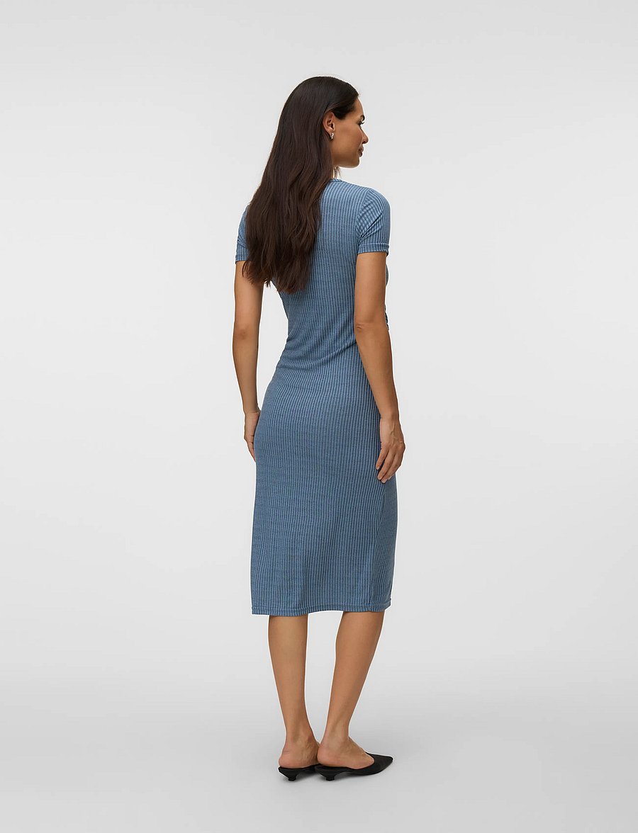 Mamalicious - MLANLI JUNE SS JRS MIDI DRESS 2F - midiklänningar - stonewash - 4