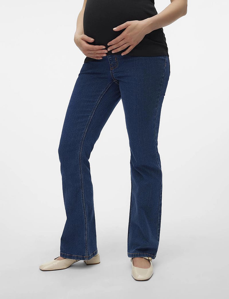 Mamalicious - MLCILLE DARK BLUE FLARED JEGGING - dark blue denim - 0