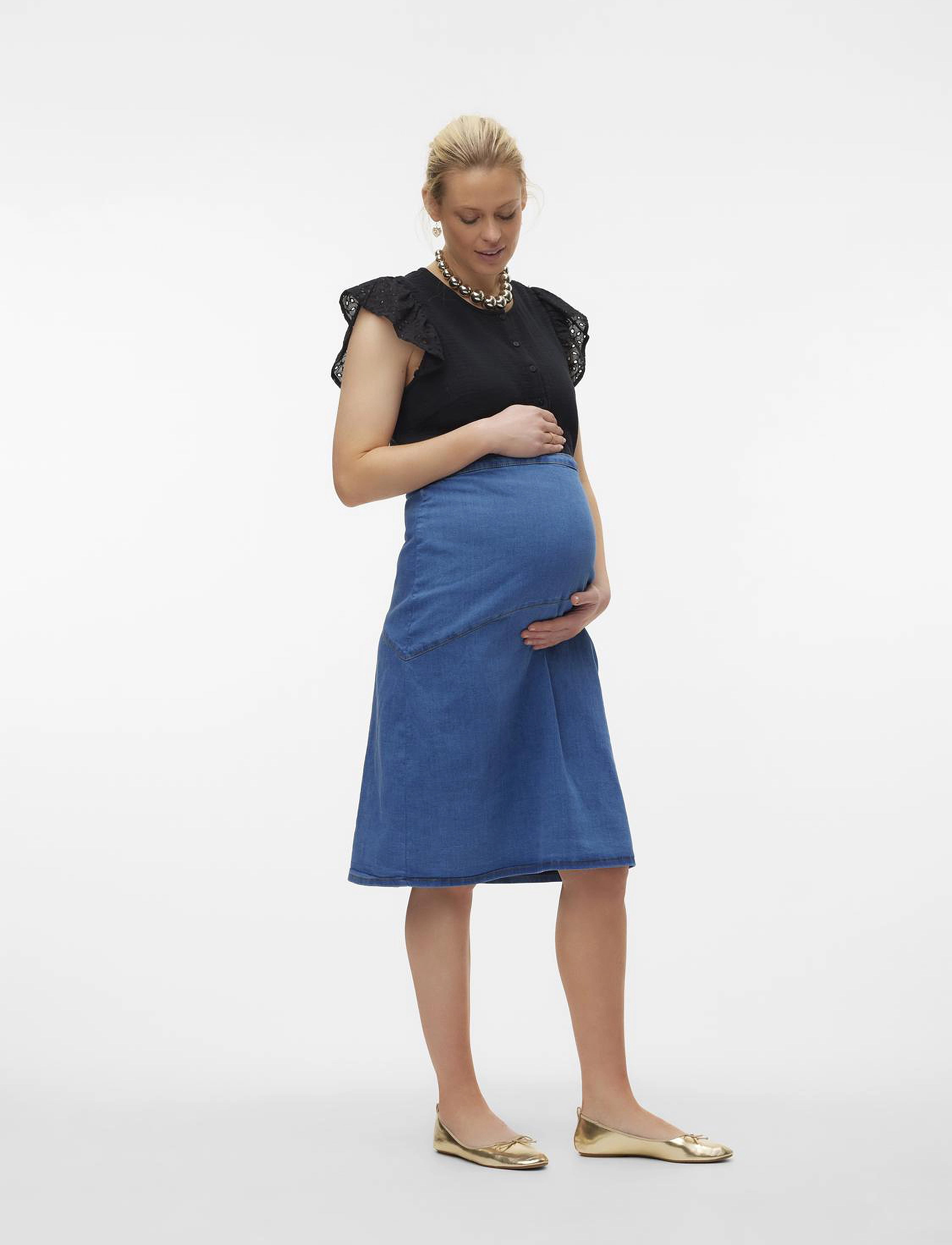 Mamalicious - MLPINE DENIM UK SKIRT - laveste priser - medium blue denim - 3