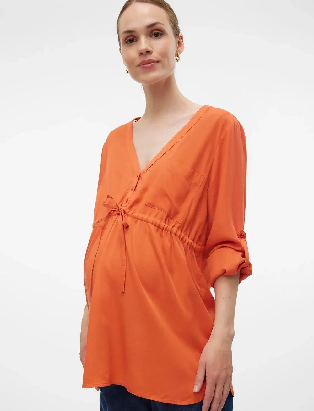 Mamalicious - MLALICIA LIA L/S WO TOP 2F A. - pikkade varrukatega pluusid - burnt sienna - 0