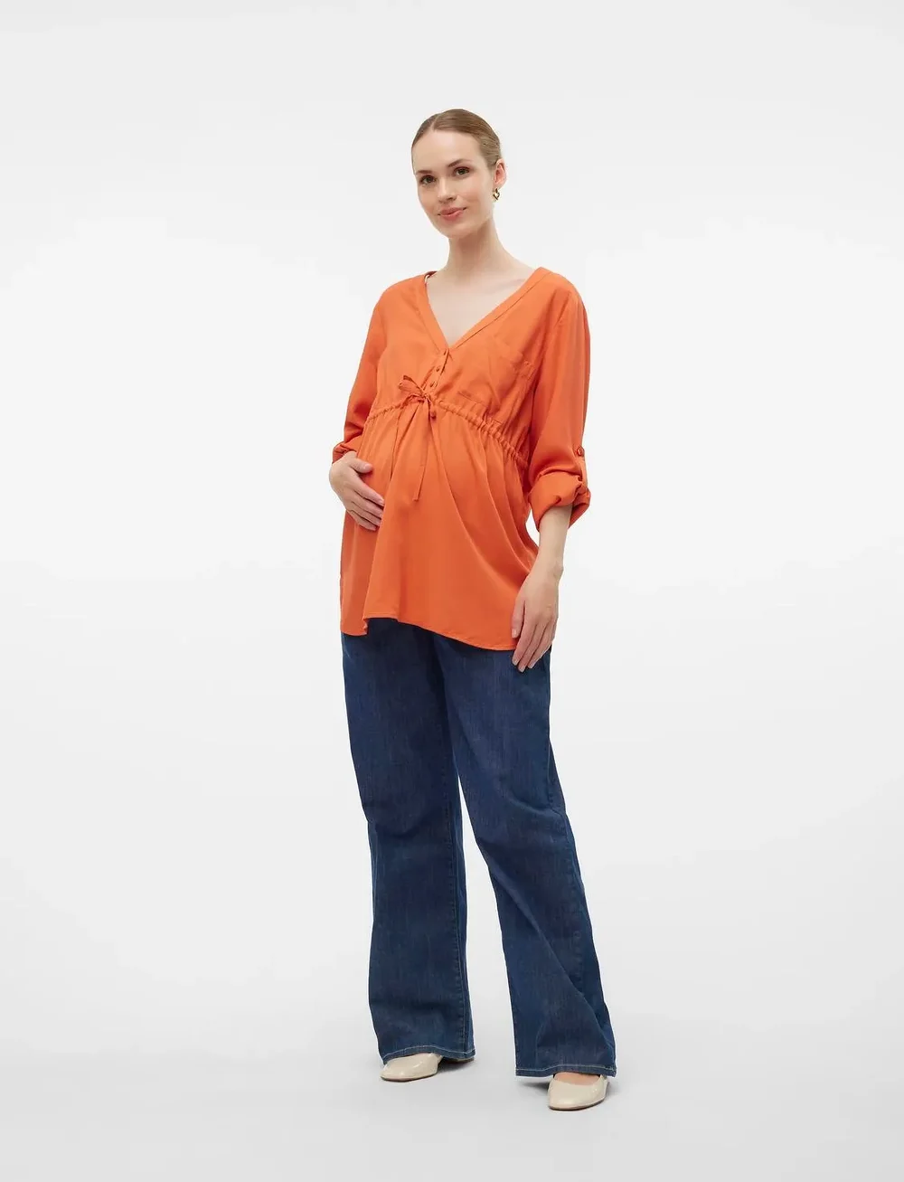 Mamalicious - MLALICIA LIA L/S WO TOP 2F A. - pikkade varrukatega pluusid - burnt sienna - 3