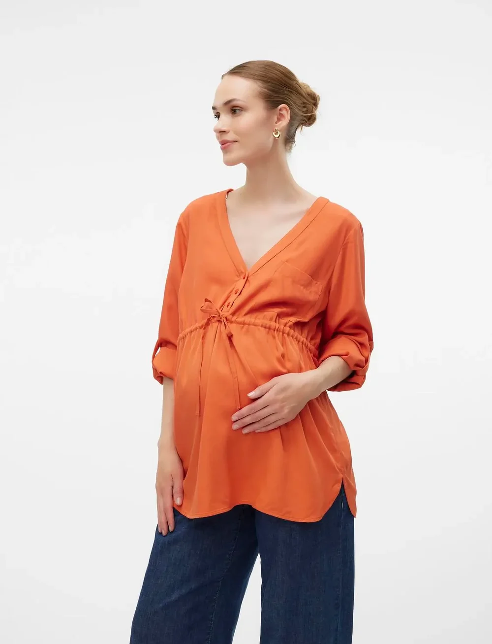 Mamalicious - MLALICIA LIA L/S WO TOP 2F A. - pikkade varrukatega pluusid - burnt sienna - 5