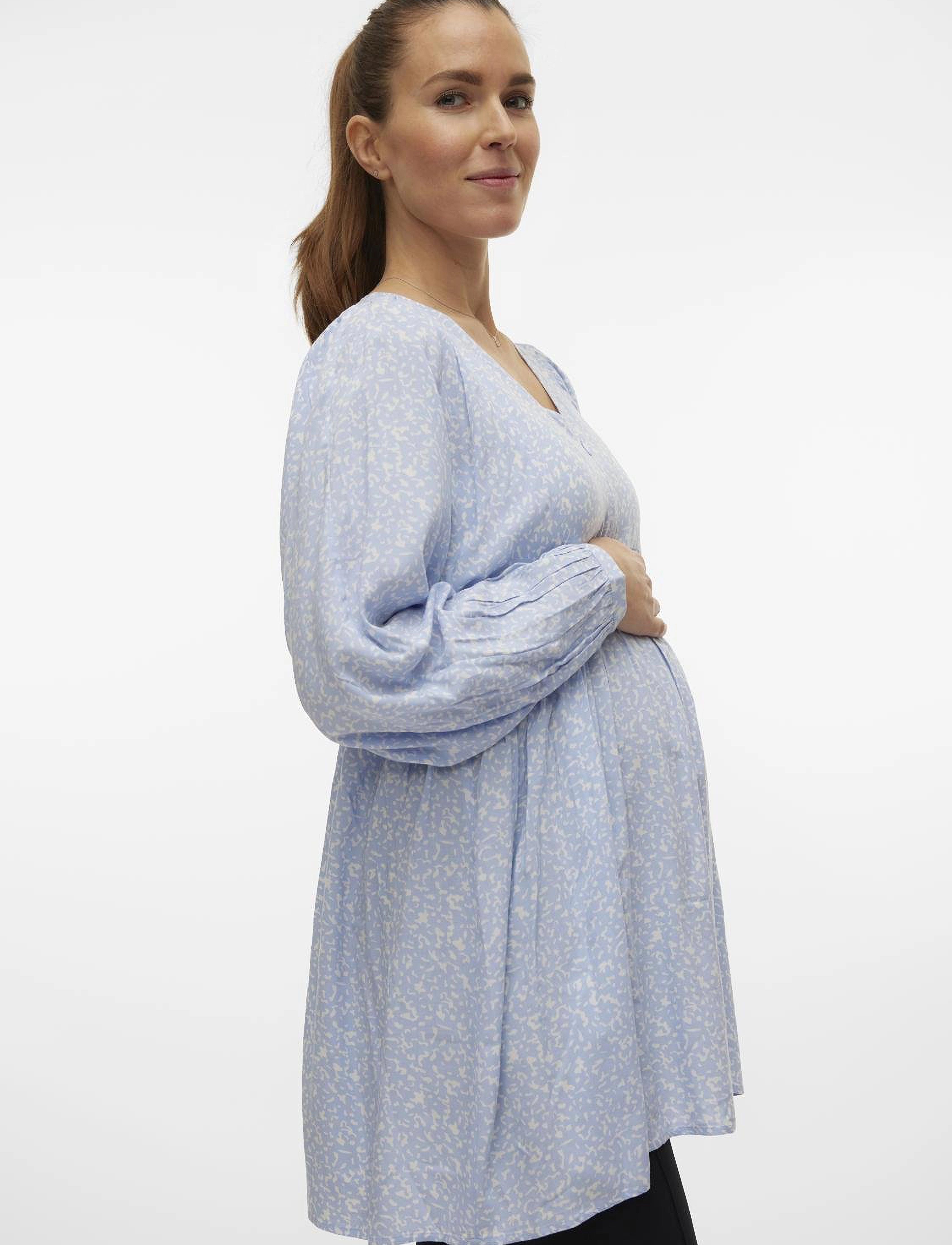 Mamalicious Mlkamilla Lia L/S Wo Tunic 2F A., S, Baby & Mutterschaft, Blau - Maternity Clothes, Kinder