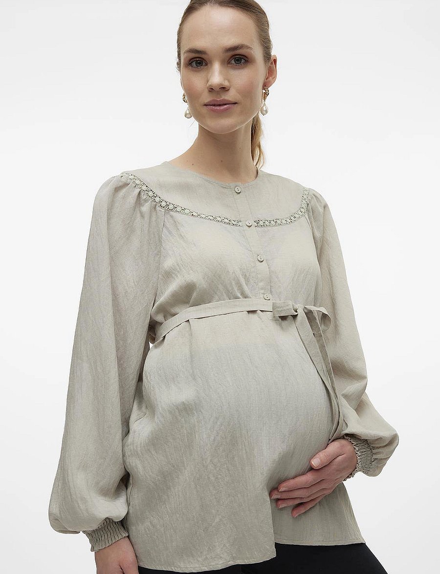 Mamalicious - MLZIARA LIA L/S WO TOP 2F - cool grey - 0