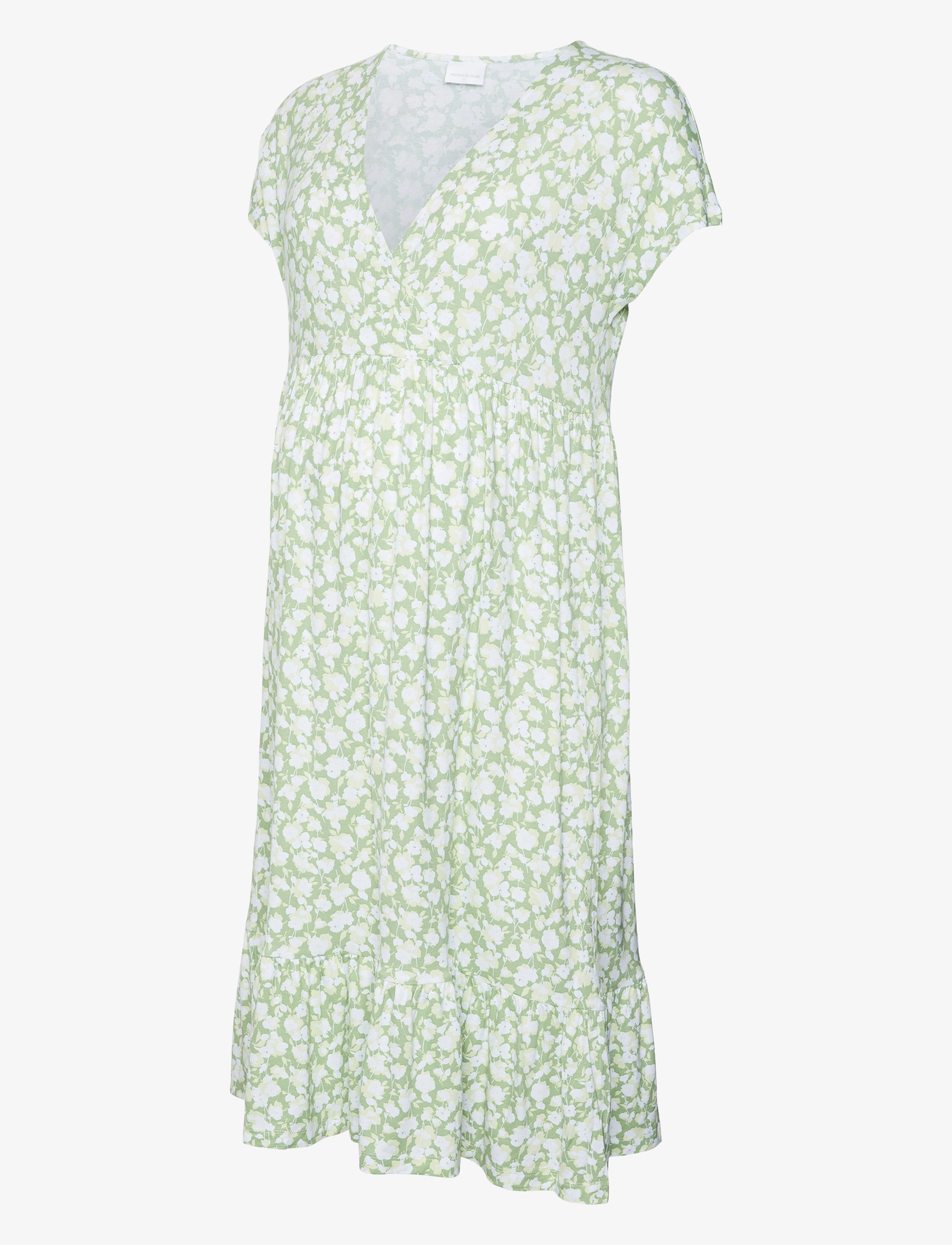 MAMALICIOUS Mlhelen Tess Ss Jrs Midi Aop Kleid 2F Grün - XL - Kinder
