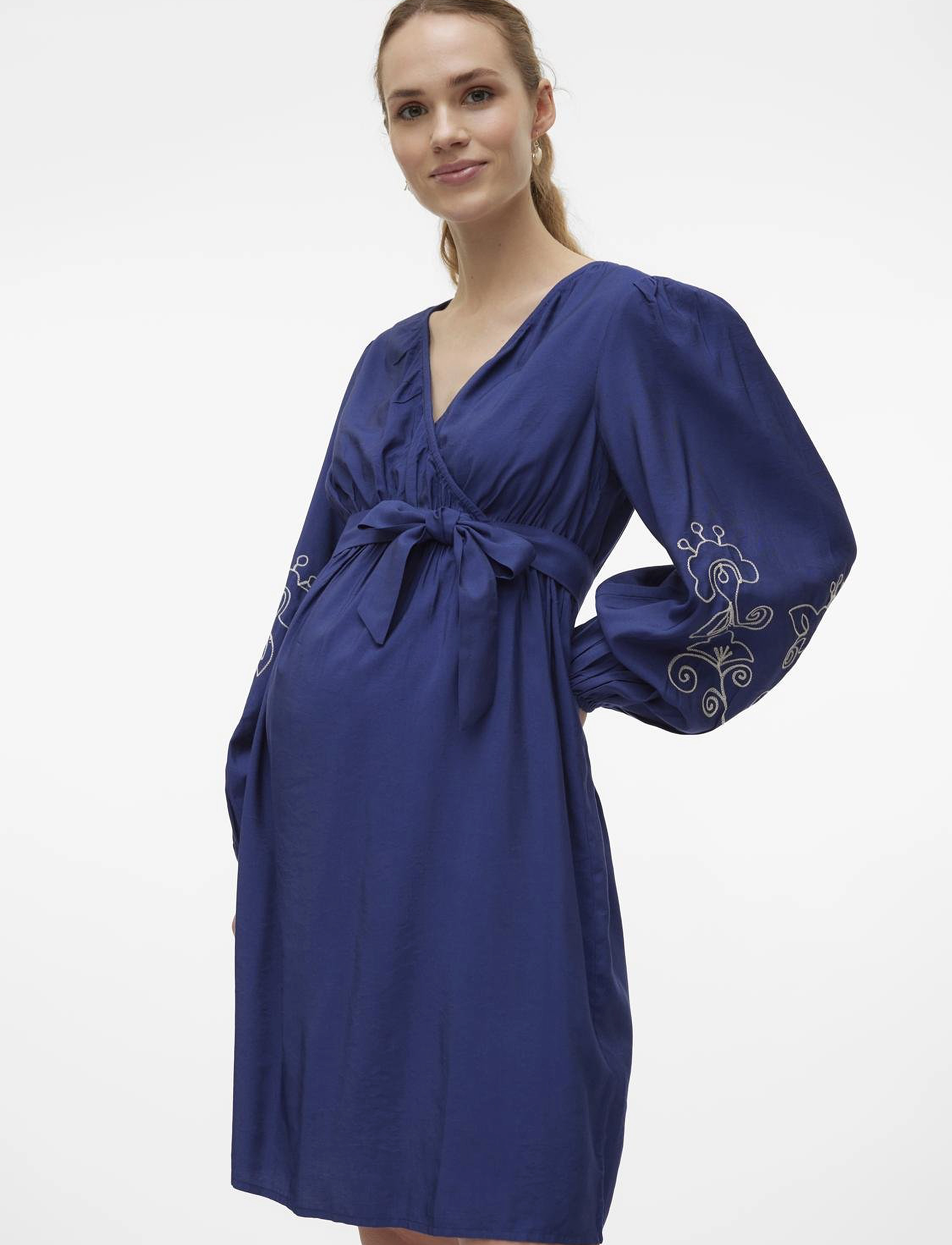 Mamalicious Mlnanaz Tess L/S Wo Abk Dress 2F, M, Baby & Mutterschaft, Blau - Maternity Clothes, Kinder