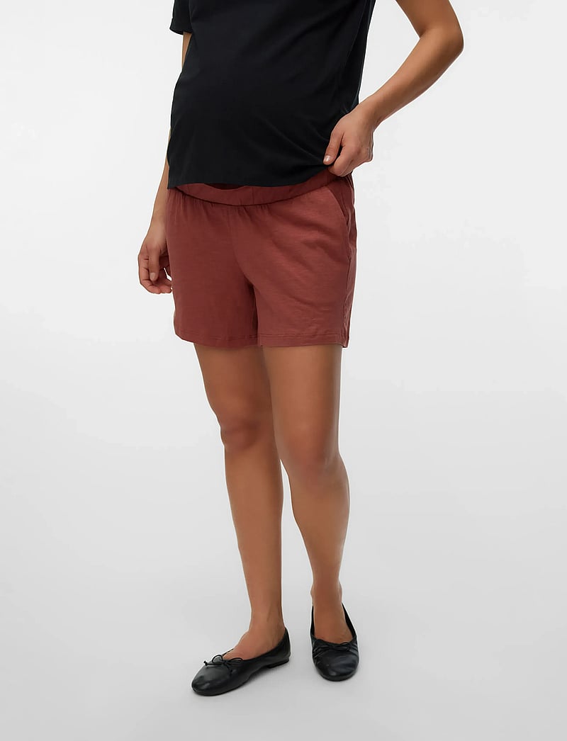 Mamalicious - MLIVY JERSEY SHORTS NOOS - underdele - mahogany - 0