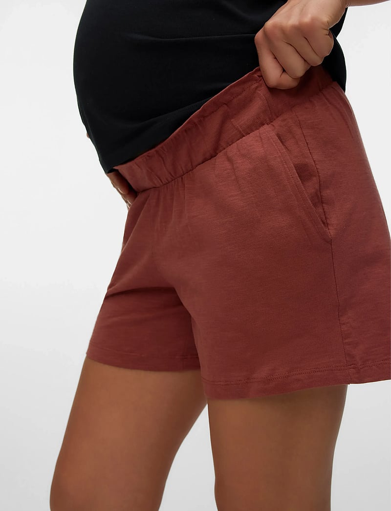 Mamalicious - MLIVY JERSEY SHORTS NOOS - underdele - mahogany - 4