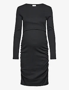 MLEMILY JUNE LS JRS SHORT DRESS 2F - midi dresses - black, Mamalicious