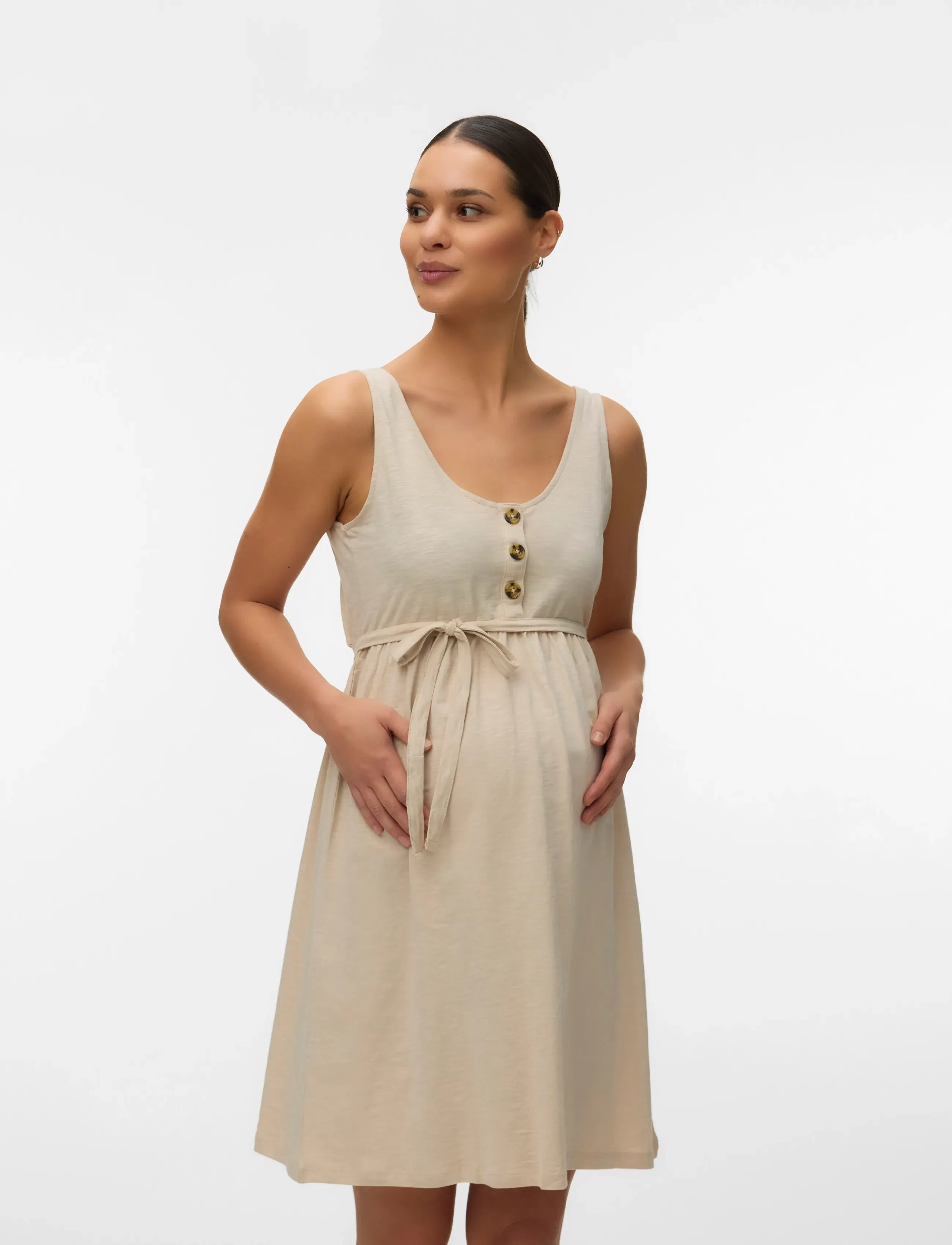 Mamalicious MLIVY LIA SL JRS ABK DRESS 2F NOOS - Talvised pakkumised - FRENCH OAK / beige
