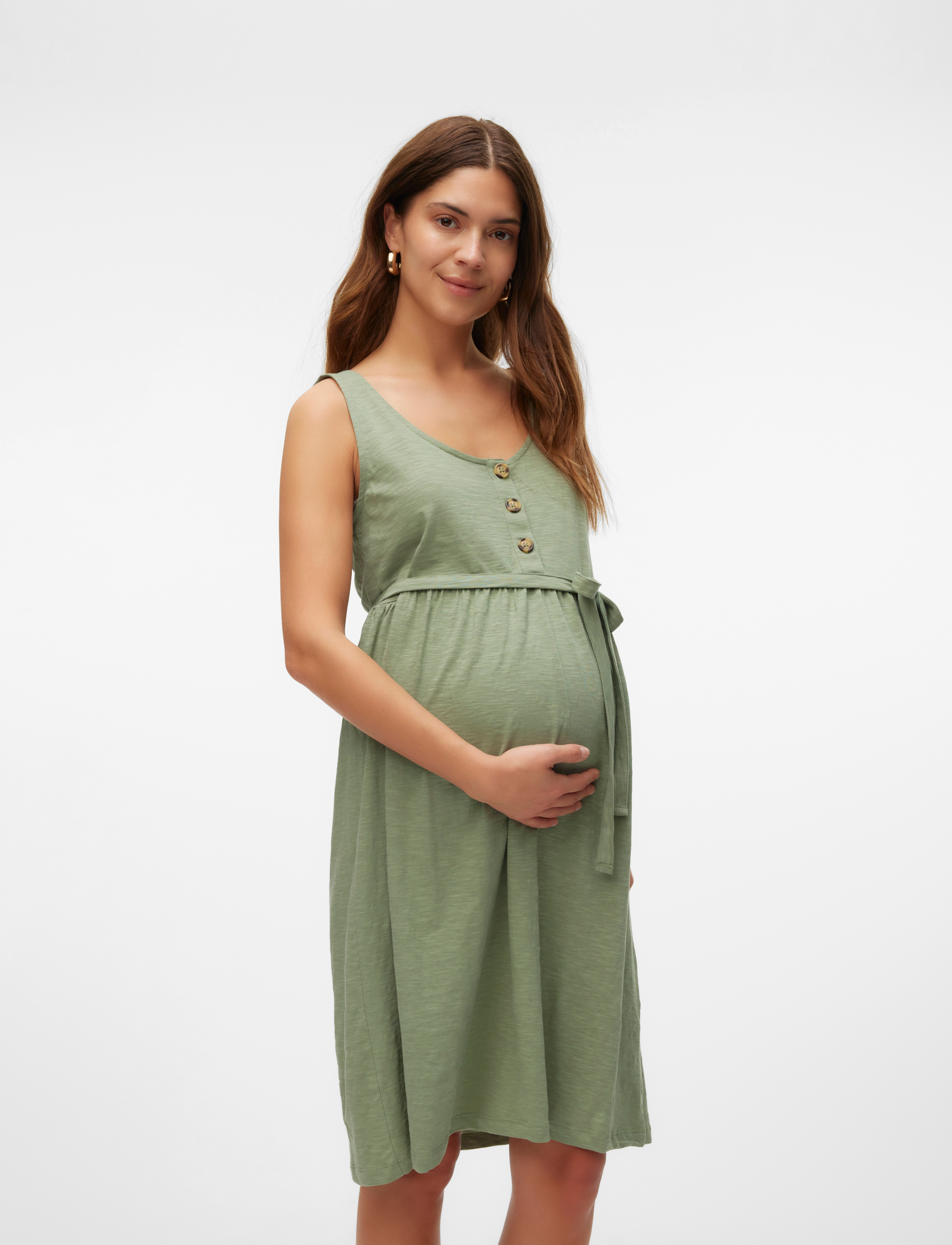 Mamalicious - MLIVY LIA SL JRS ABK DRESS 2F NOOS - midi kjoler - hedge green - 3