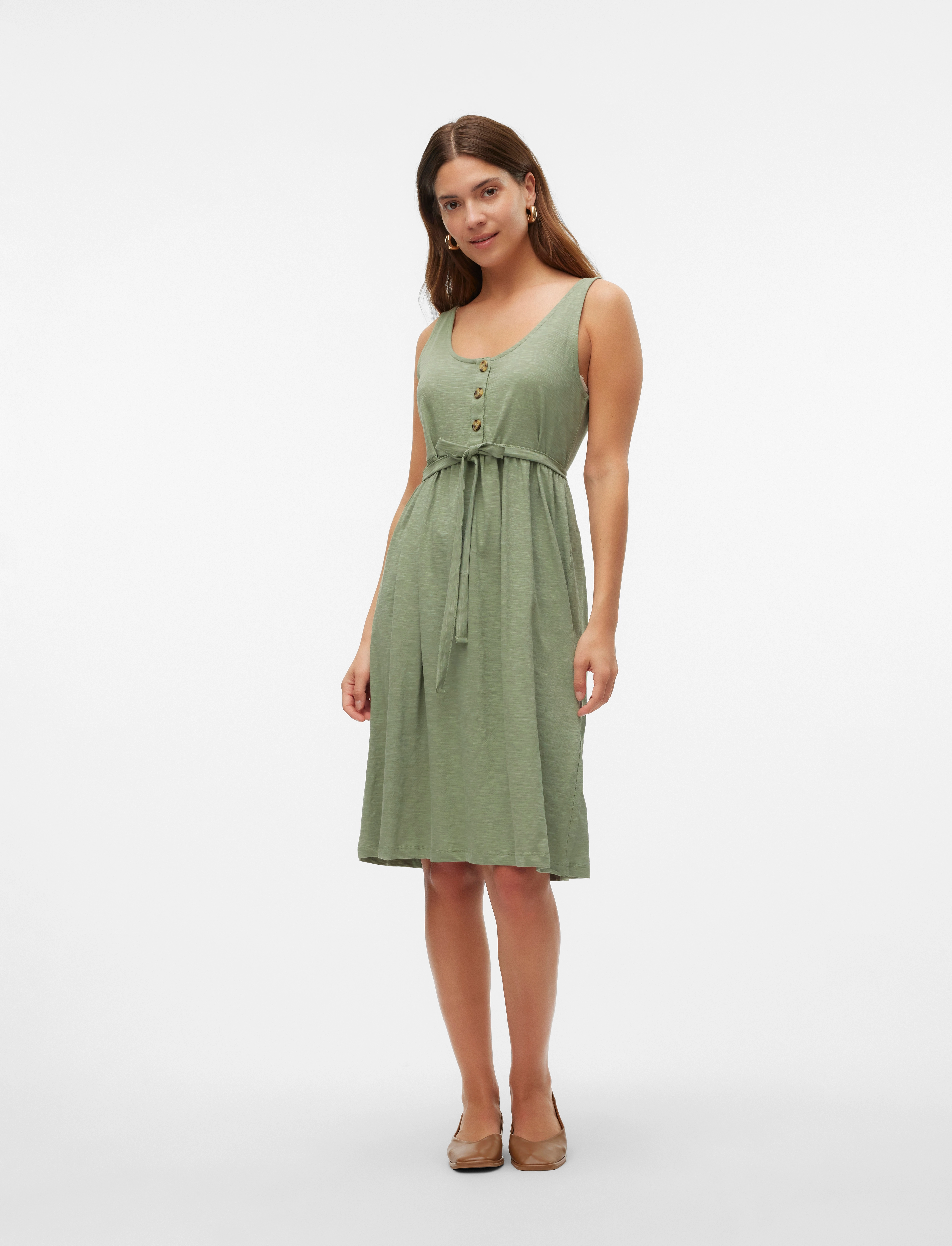 Mamalicious - MLIVY LIA SL JRS ABK DRESS 2F NOOS - midi kjoler - hedge green - 4